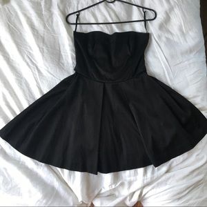 Strapless black satin French Connection minidress