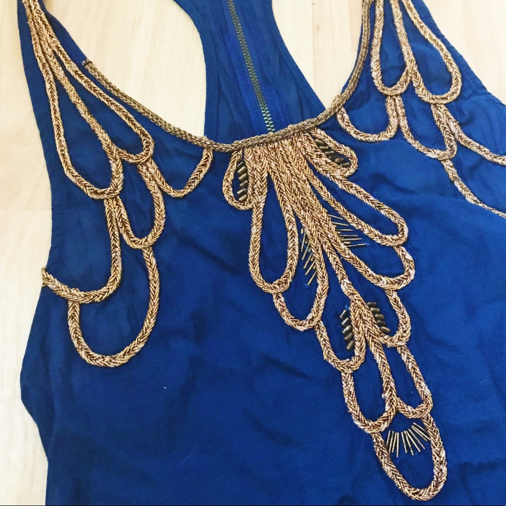 Free People Gold Embellished Tank Top