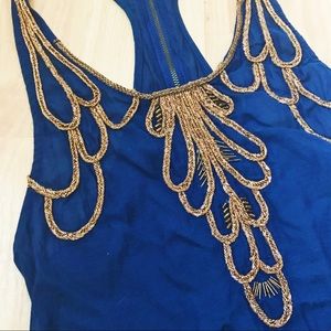 Free People Gold Embellished Tank Top