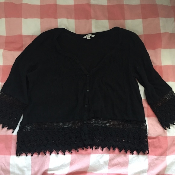 American Eagle Button Front Peasant Top - Picture 2 of 4