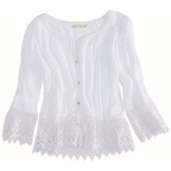 American Eagle Button Front Peasant Top - Picture 4 of 4