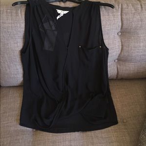 Sheer blouse with mandarin collar