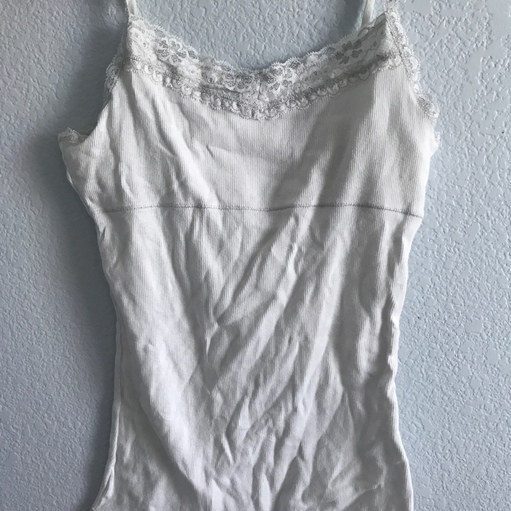 JUSTICE GIRLS LACE TRIMMED WHITE CAMISOLE TOP