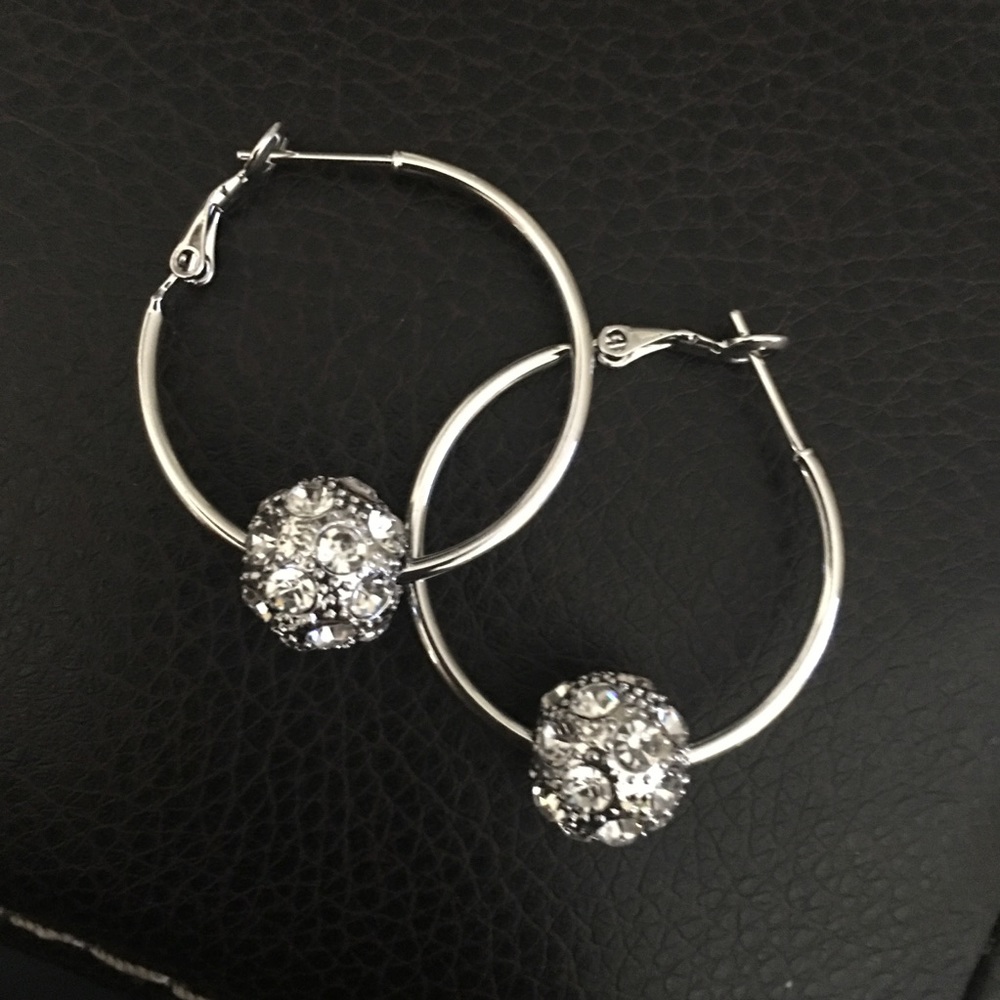 Pave Ball Hoop Earring with Swarovski Crystals