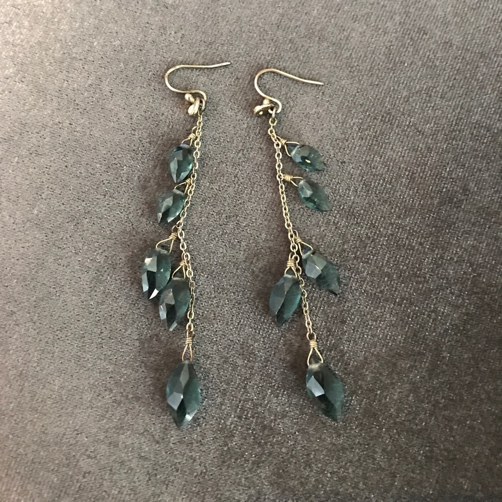 Teal Gem Drop Earrings
