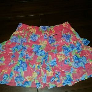 Red floral skirt