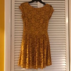 Rustic Mustard Yellow Lace Dress