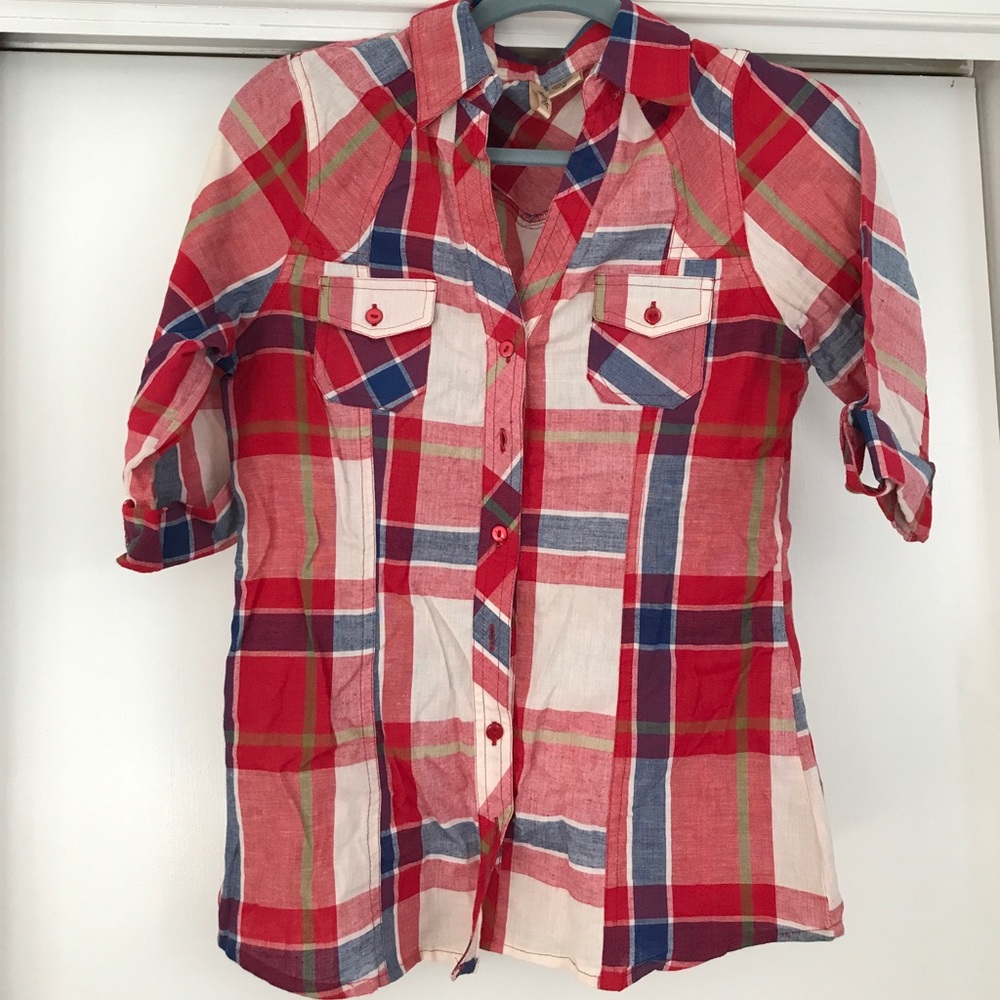 Red plaid shirt.