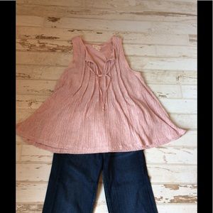 Soft Pink Rayon Tank with Tie by Anthropologie