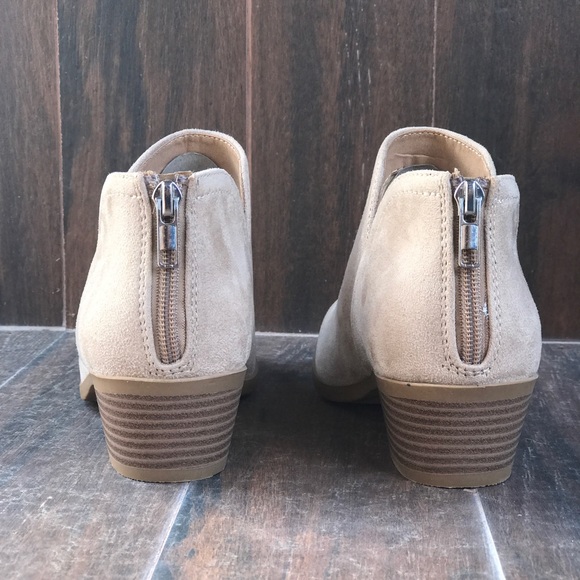 NIB Cream Distressed Textile V Split Ankle Booties - Picture 6 of 6