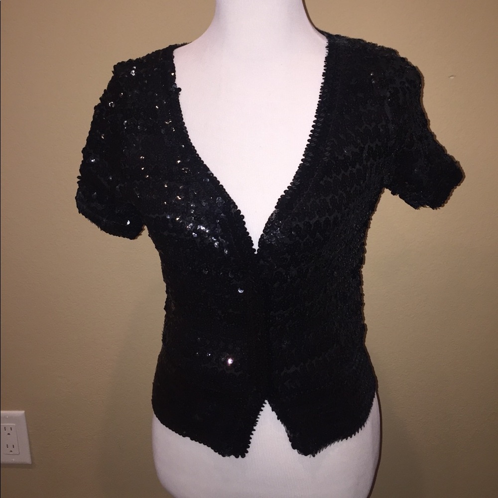 Short sleeve sequin jacket