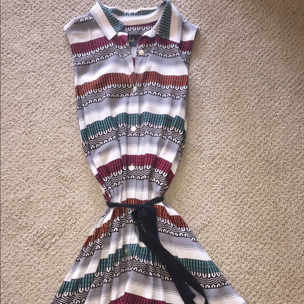 Patterned Button Up Collared Dress