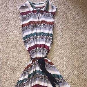 Patterned Button Up Collared Dress