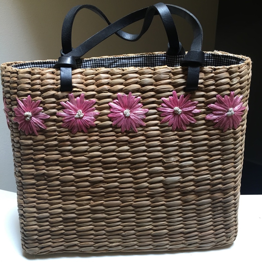 Authentic Kate Spade Straw & Raffia Flower Tote