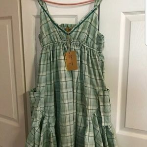 Drama Gold Green Plaid Sundress Size Medium
