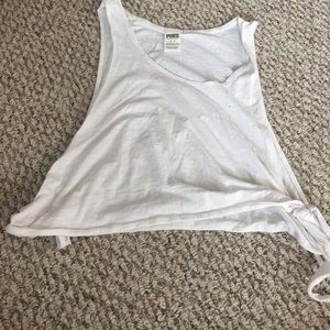 PINK White Tee w/ Tie Sides