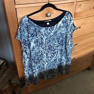 Sejour 3x Blue Patterned Blouse