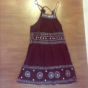 Free people black high neck dress w/ jewel detail