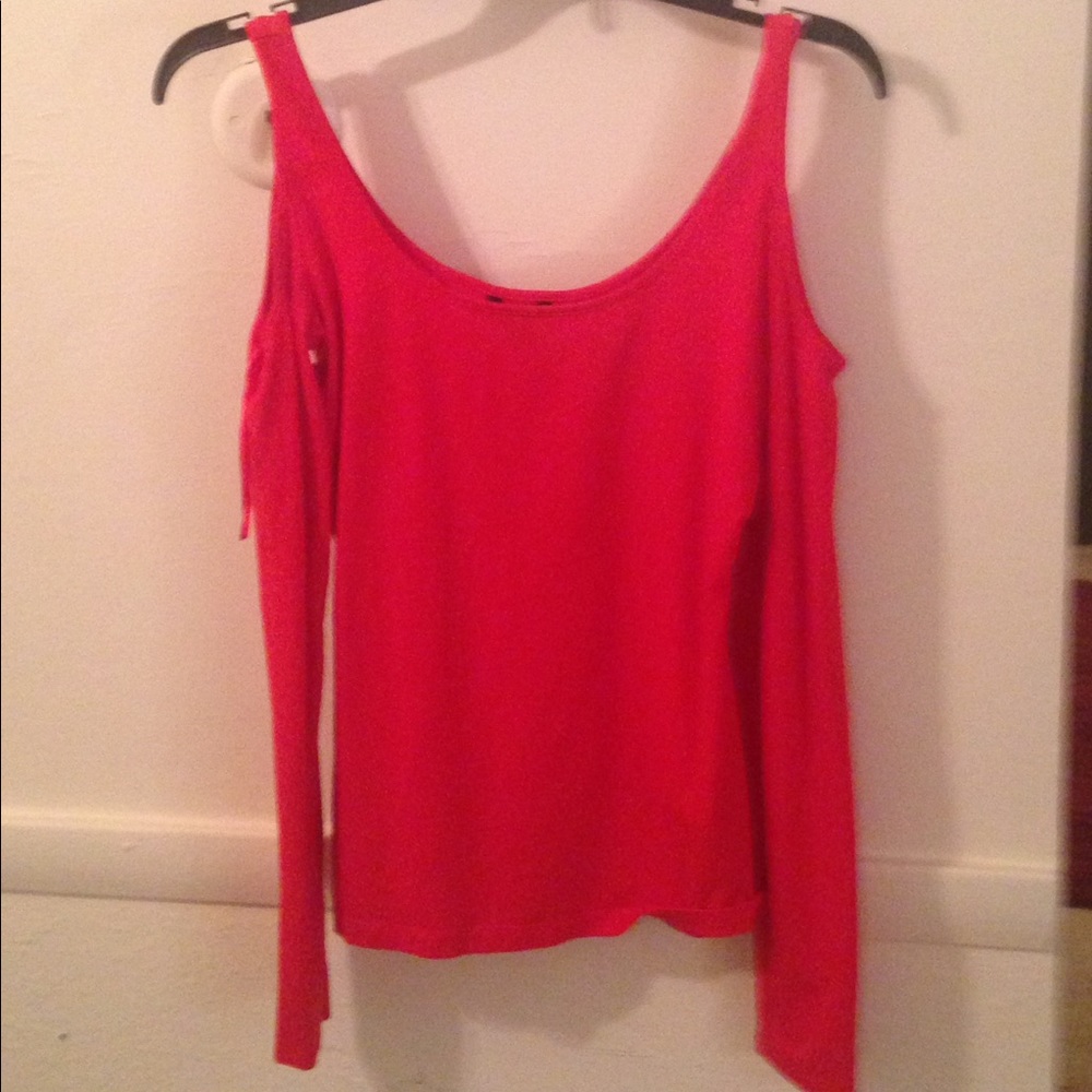 Red Open shoulder long sleeve