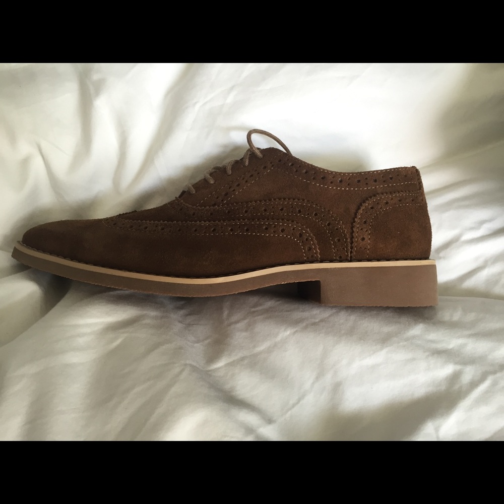 Joseph Abboud men's sz 9 camel suede Oxford shoes - Picture 3 of 4