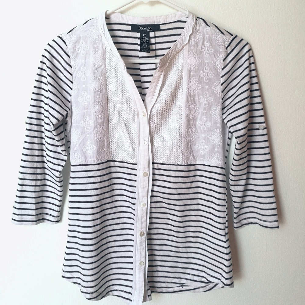 [ Style & Co ] Blue & White Striped Top