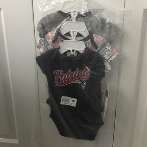Official NFL Brand- 3 piece Patriots Onesies