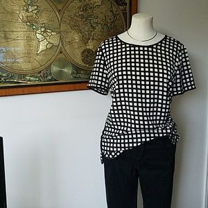 J. Crew Factory Short sleeve gingham tunic blouse