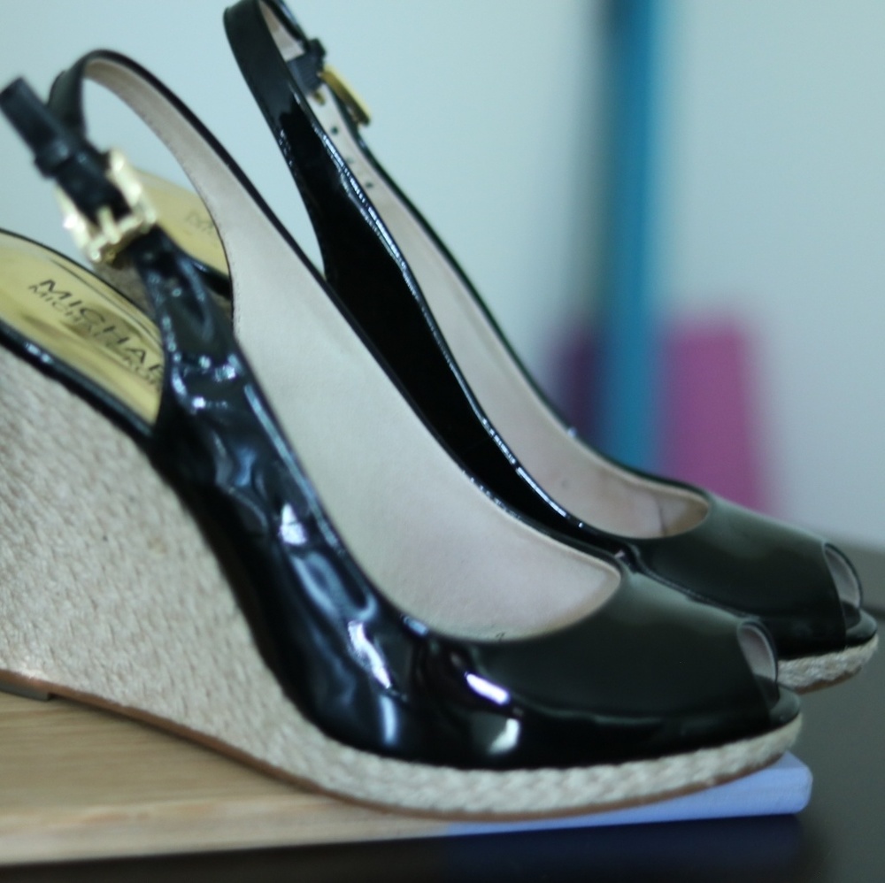 Michael Kors Black Peep toe Espadrills