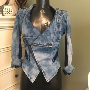 Stretch moto styled cotton/spandex jacket
