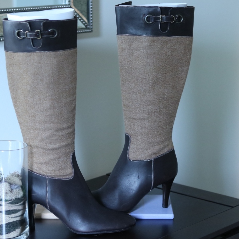 J. Crew Leather and Wool Brown Boots