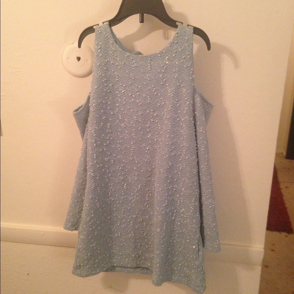 Beaded open shoulder top