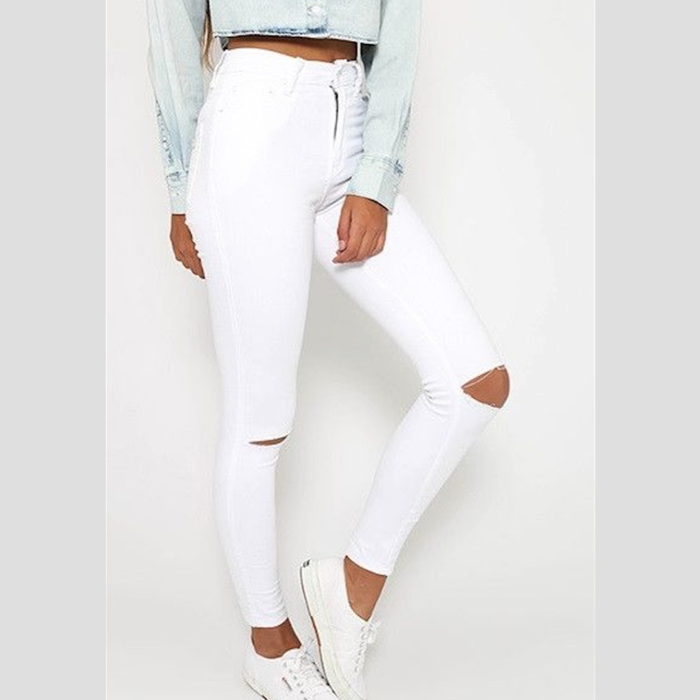 White ripped jeans