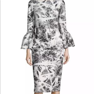 Theia knee length dress with bell sleeves