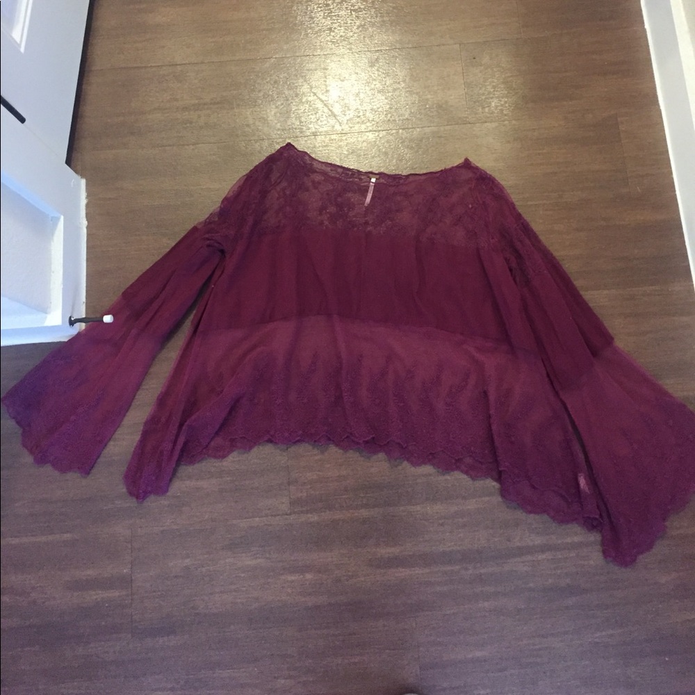 Free people maroon too with sheer lace detail