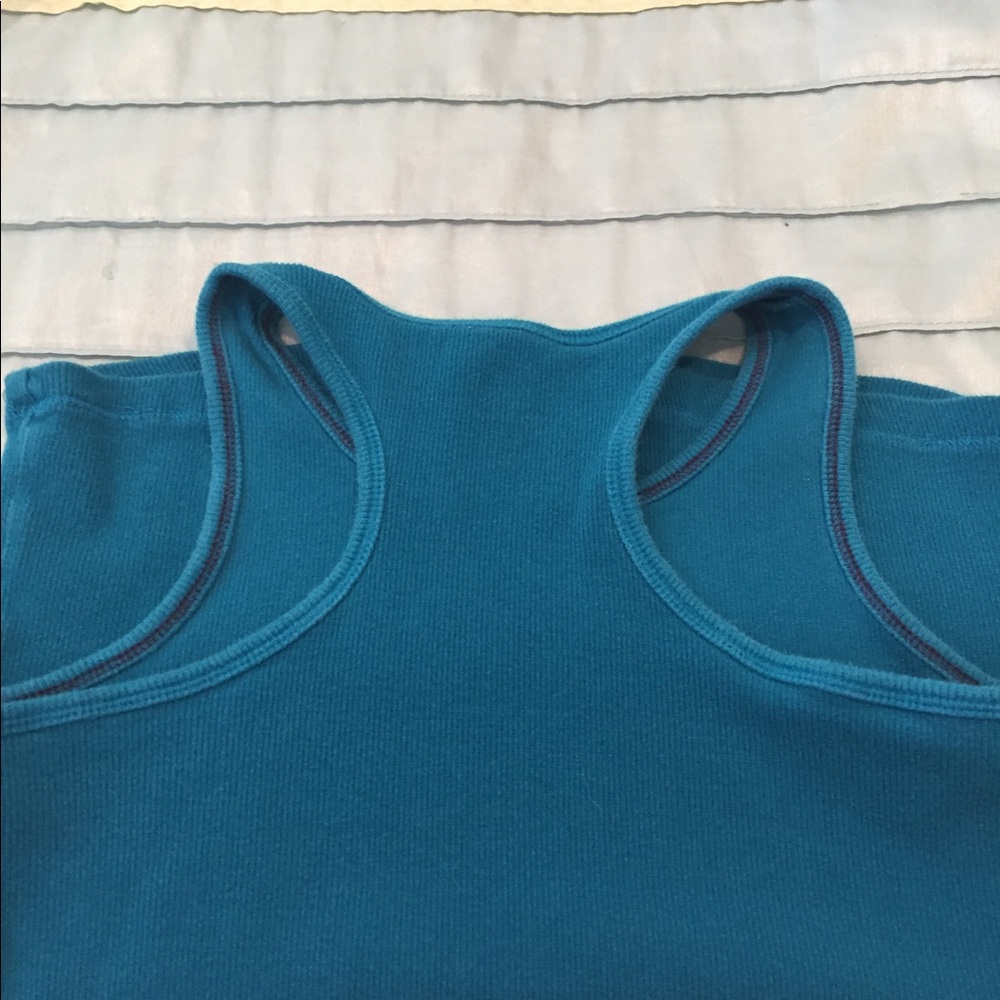 Aqua Ribbed Racerback Tank - Picture 2 of 2