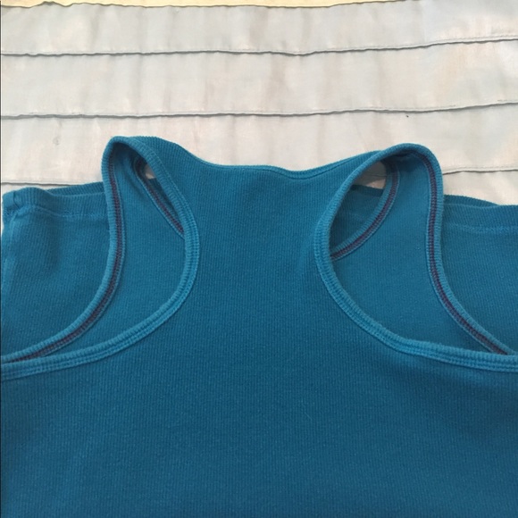 Aqua Ribbed Racerback Tank - Picture 2 of 2