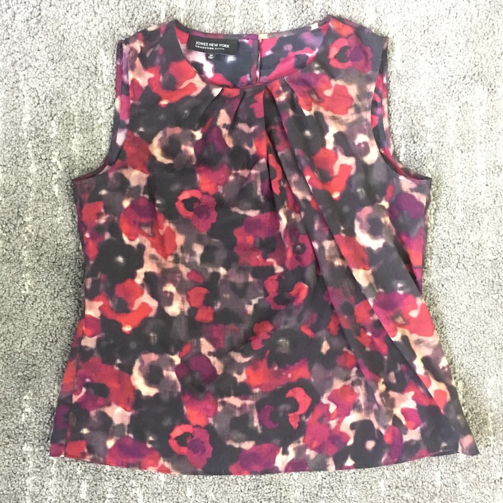 Jones New York Sleeveless Printed Blouse Sz M