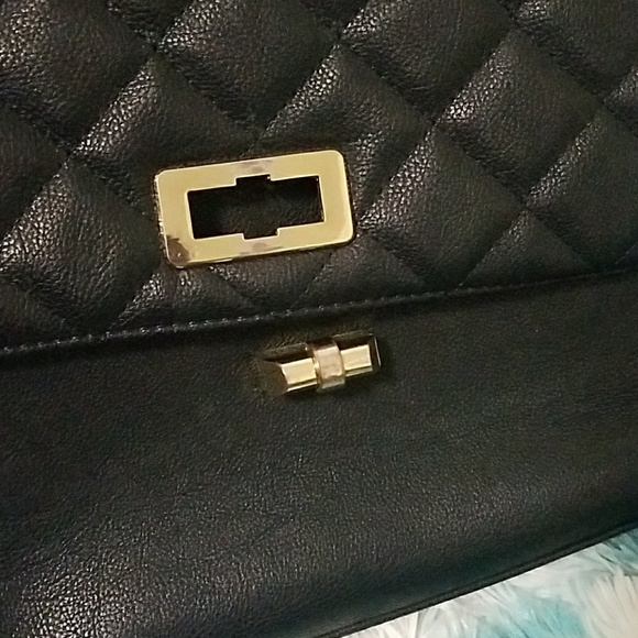 Black faux leather shoulder bag - Picture 3 of 5