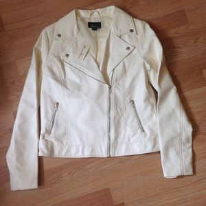 NWT Faux Ivory Leather Jacket