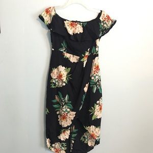 Off shoulder chiffon floral dress