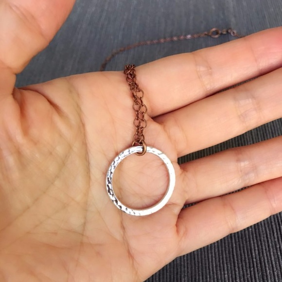 Handmade Mix It Up Silver Circle Copper Necklace - Picture 4 of 5