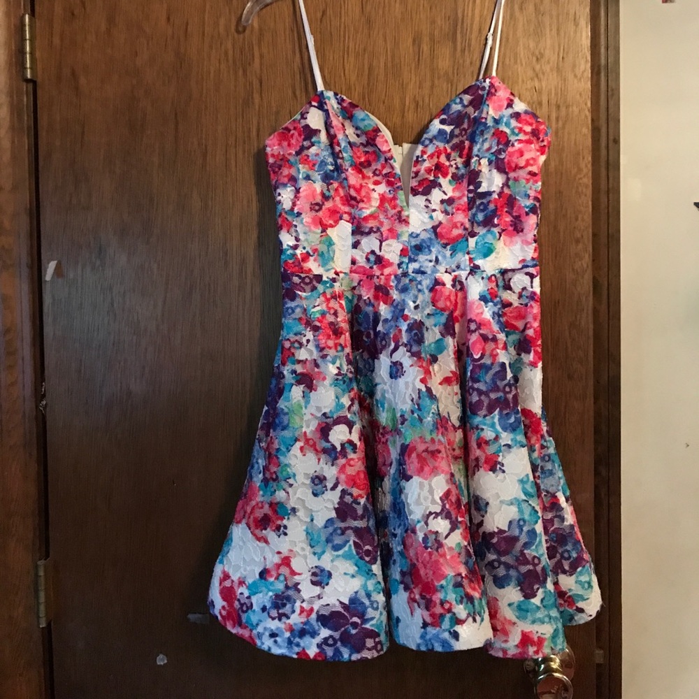 B. Darlin Floral Dress w/ Circle Skirt, Size 11:12