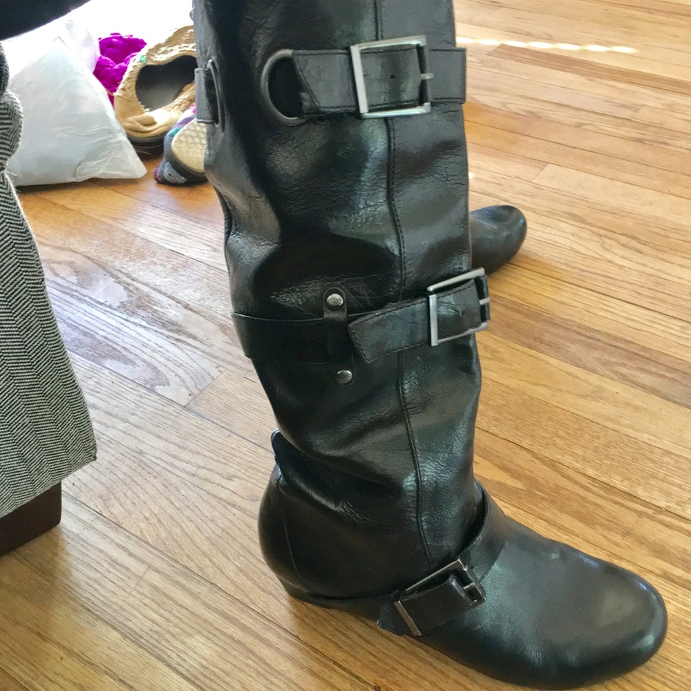 Miss Sixty black leather motorcycle boot