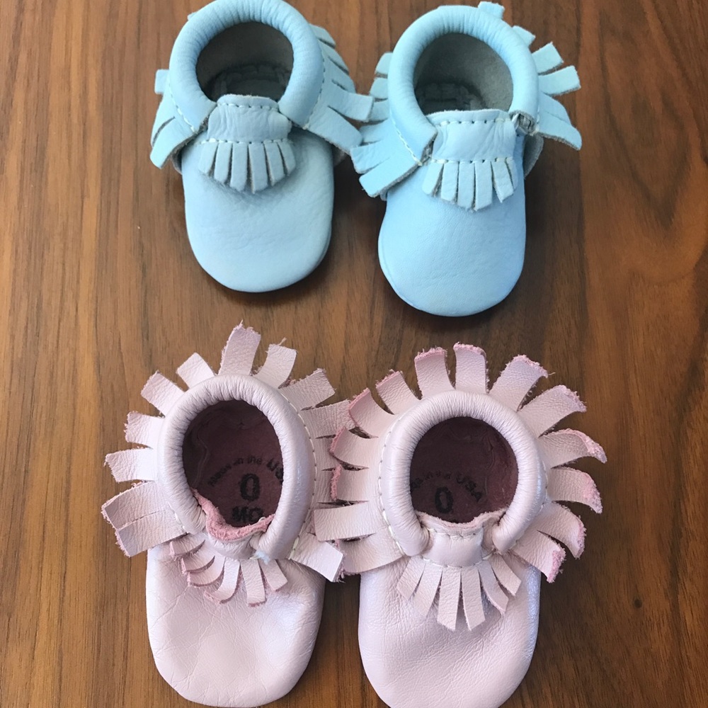 Freshly Picked Pink & Blue Newborn Moccs