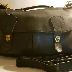 Vintage Coach XL Black Leather Musette Carrier Bag