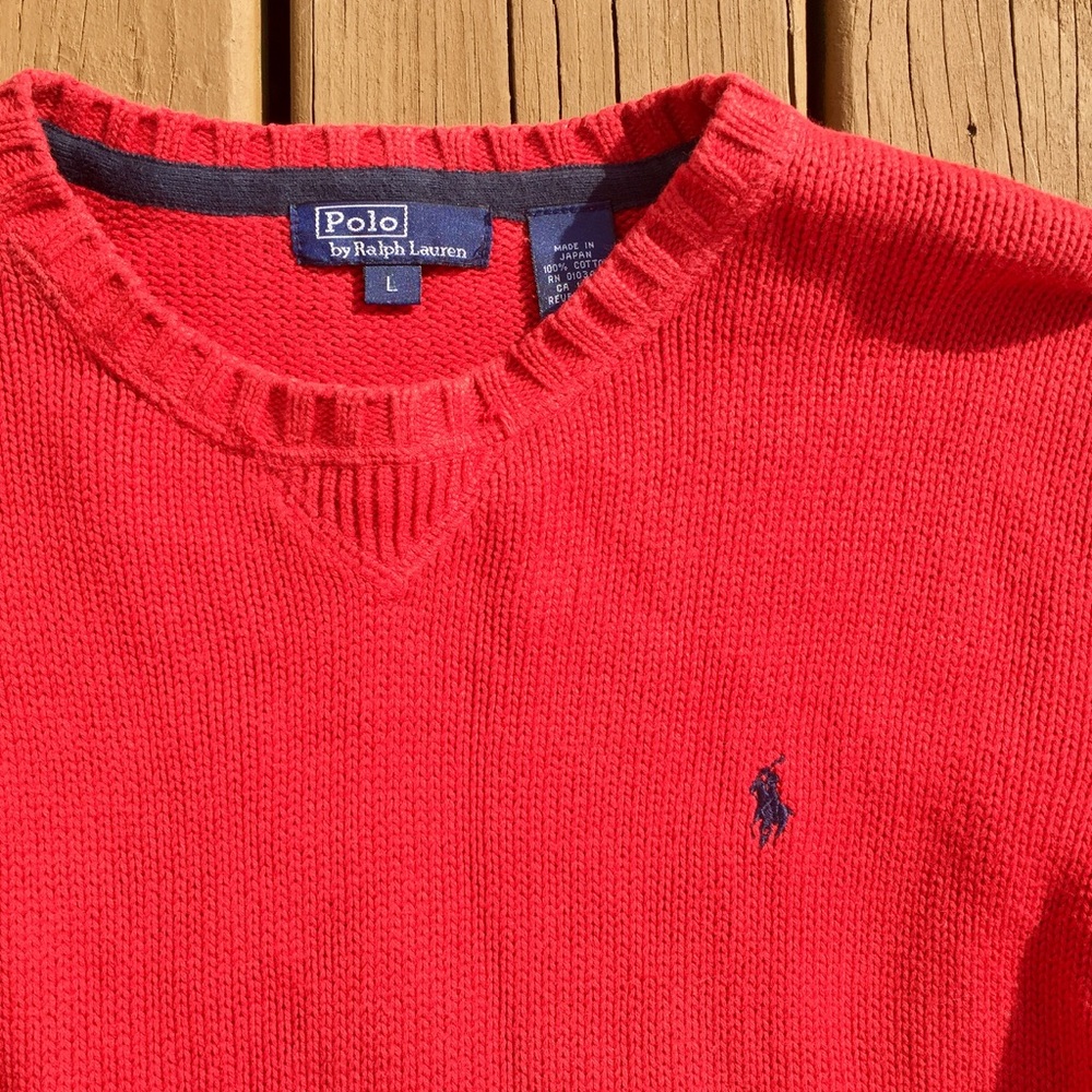 Red polo sweater