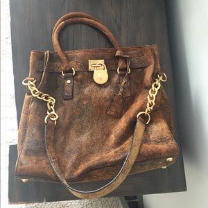 Michael Kors large hamilton distressed mocha