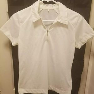 Nike Womens White Fit Dry 1/4 Zip Golf Polo Shirt