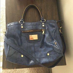 Gianni Bini blue leather handbag with gold detail