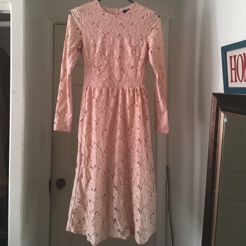 Blush Pink H&M long sleeve lace dress